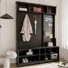 Vynxaria Hallway Tree with Shoe Bench, Coat Rack, Shoe Storage, Shelves & Pegboard for Hallways, Halls, and Bedrooms in Black - 2 of 4