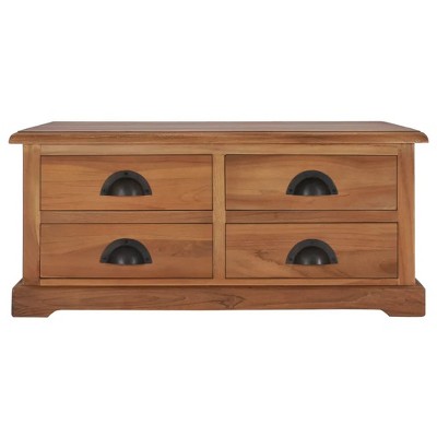 Rustic Charm Solid Teak Wood Coffee Table with Storage