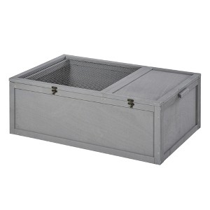 PawHut 37” Wooden Tortoise House Turtle Terrarium/ Small Reptile Enclosure with Two Room Design - 1 of 4