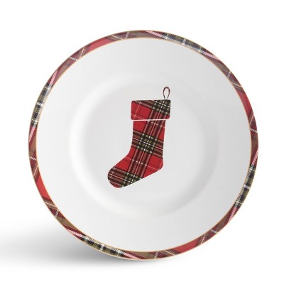 Wexford Red Plaid Holiday Porcelain Dinnerware Set, 12-Piece