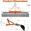 5 FT Landscape Rake for Tractors, 3 Point Rake for Tractor with 30 Steel Tines, Suitable for Cat 1/2 Tractor Under 45 HP, Orange & Black - 2 of 4