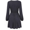 Womens Dress Surplice Dress V Neck Dress Smocked Waist Dress Casual Mini Dress Peplum Wasit Dress - 2 of 4