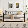 Metal Daybed, Twin Size Couch Pull Out Trundle Sofa Bed, 2 in 1 Daybed Sofa Bed Frame for Bedroom Living Room Guest Room Office - 2 of 4