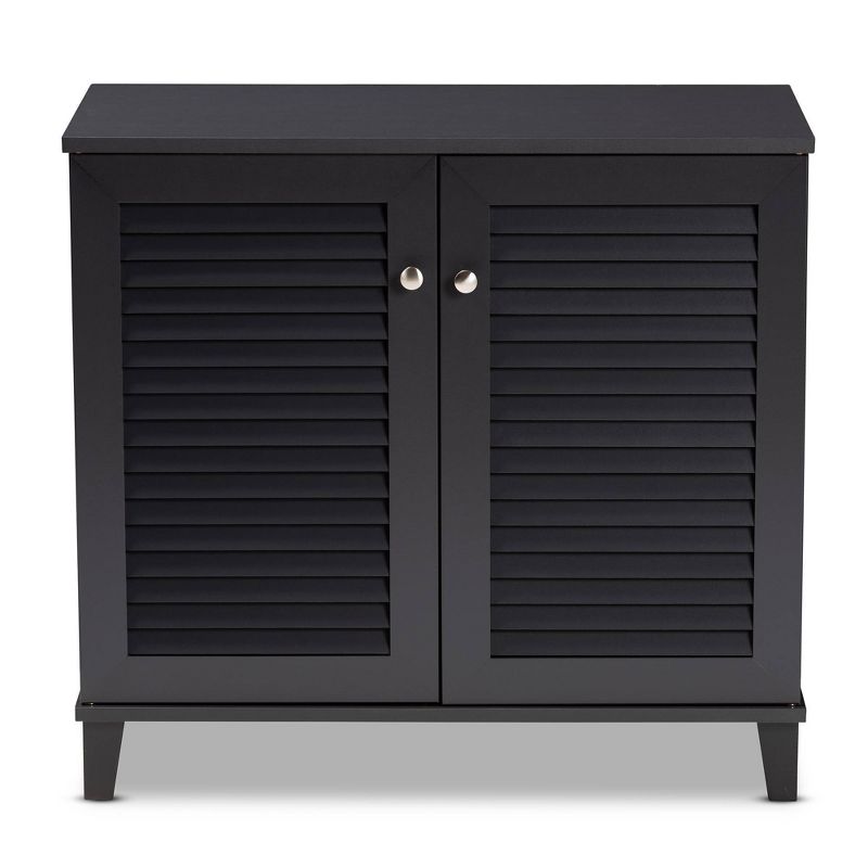 Shelf Wood Shoe Storage Cabinet Coolidge Finished Dark Gray - Baxton Studio, 4 of 12