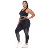 Plus Size Cut Out Back Mesh Sports Bra & Leggings Set Black 3X - White Mark