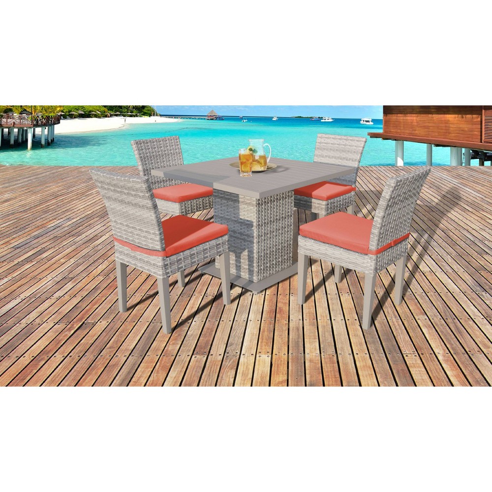 Fairmont 5pc Patio Dining Set with Cushions - Tangerine - TK Classics