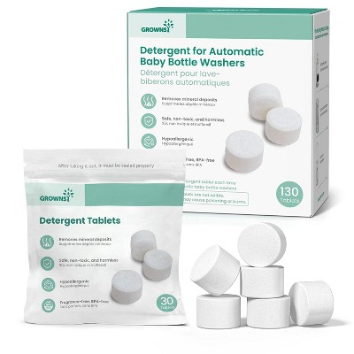 GROWNSY Detergent Washing Tablets 130 PCS for Momcozy, Baby Brezza, Papablic Bottle Washer, Compatible with All Brands Baby Bottle Washers