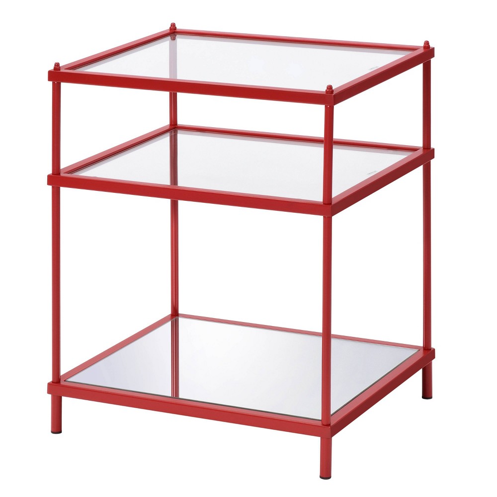 Photos - Coffee Table Lindenham Glass Top Side Table Red - miBasics: Modern Rectangle Accent Tab