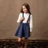 Hope & Henry Girl's Fleece Bow Front Suspender Skirt, Kids - 3 of 4