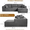 Acekool 108" Cloud Sectional Sofa - Plush L-Shaped Modular Couch with Deep Seating, No Assembly Needed, Corduroy Fabric for Living Room - 2 of 4