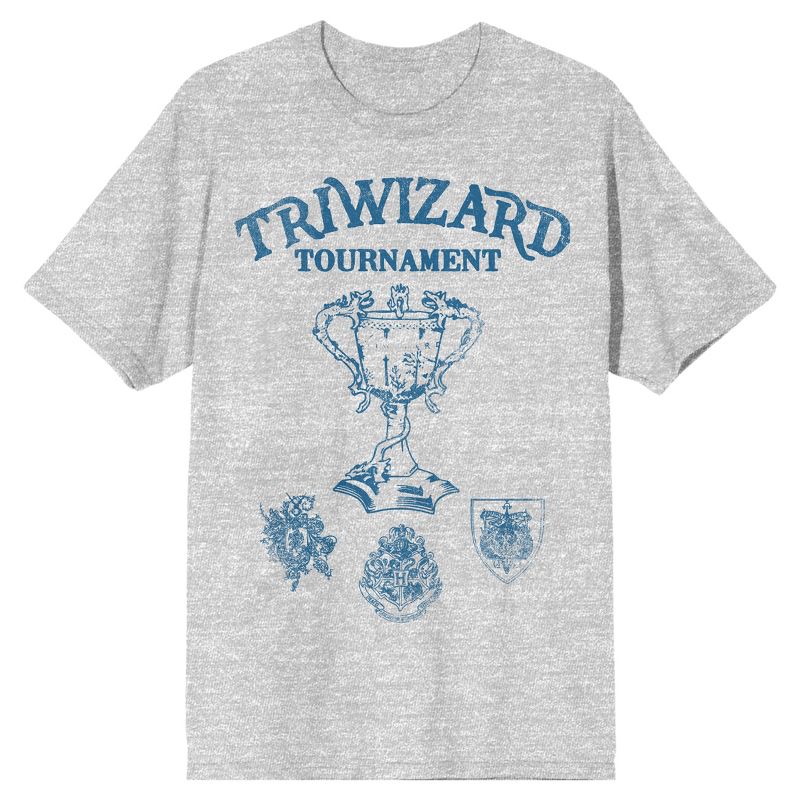Harry Potter Triwizard Tournament Graphic Men's Athletic Heather Gray T-Shirt, 1 of 2