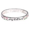 Dicksons Be Joyful Thankful Pray Always Flowers Engraved Verse Women's One Size Silver Plated Stainless Steel Everyday Four-Tile Stretch Bracelet - 2 of 4