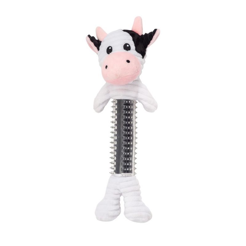 Country Living Black and White Cow Corduroy Plush Dog Toy - Durable Squeaking Chew Toy for Puppies and Adult Dogs, 2 of 7