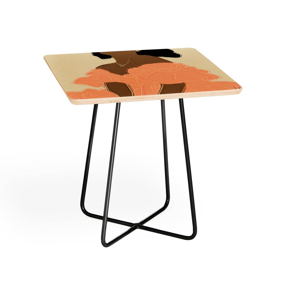 Photos - Coffee Table EELISENDRI Gushin Over You Square Side Table Pink/Black - Deny Designs: Birch Top, Stain-Resistant, Steel Legs