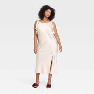 Women's Ruffle Sleeve Satin Maxi Dress - A New Day™ - 1 of 3