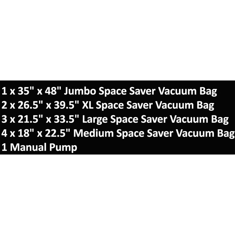 10-Piece Vacuum Storage Bags Set - Space-Saving Airtight Sacks for Clothing and Blankets - Travel Bag Pack in 4 Sizes with Pump by Home-Complete, 3 of 7