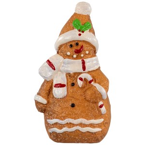 Northlight Frosted Gingerbread Snowman with Candy Cane Christmas Figurine - 4" - 1 of 4