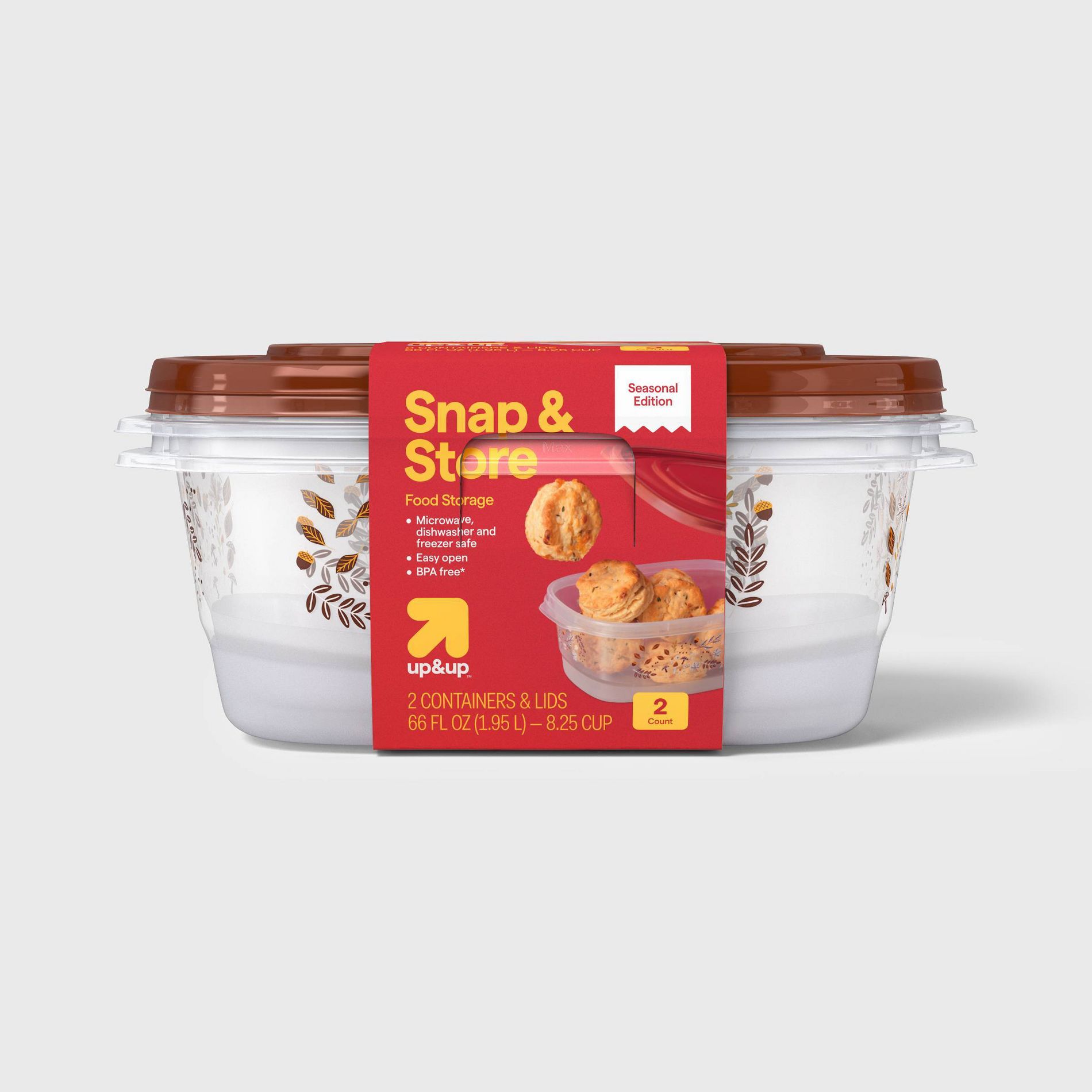 Fall Rectangle Food Storage Containers - 2pk - 66oz/8cup - up&up™