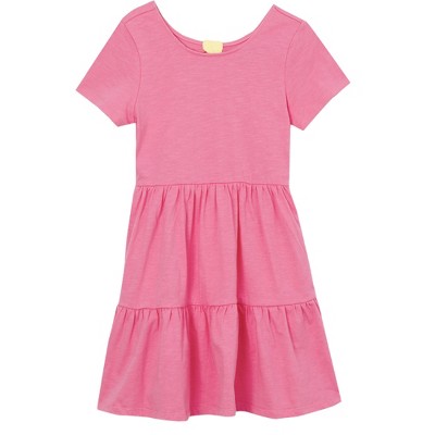 Lands' End Kids Short Sleeve Slub Jersey Tiered Dress