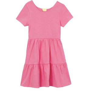 Lands' End Kids Short Sleeve Slub Jersey Tiered Dress - 1 of 4