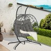 Double Patio Swing Egg Chair With Stand,Wicker Hanging Basket Chair With UV Resistant Cushions,Hammock Chair -Maison Boucle - 3 of 4