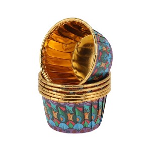 Unique Bargains Cupcake Liners Bohemian Pattern Magenta Colorway Disposable Laminated Paper 2.76"x1.54" 50 Pcs - 1 of 4