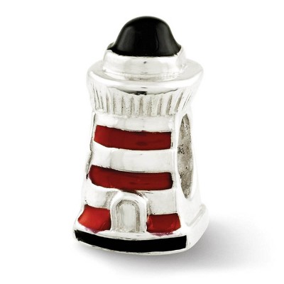 Black Bow Jewelry Sterling Silver Enameled Lighthouse Bead Charm