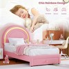 Twin Upholstered LED Bed Frame-with Storage Drawer and Rainbow Headboard, Berber Fleece Princess Platform Bed for Kids, Solid Wood Slat Support - 4 of 4