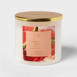 3-Wick Glass Jar Candle with Lid Berry Lemonade and Melon 19oz - Threshold™ - 1 of 3