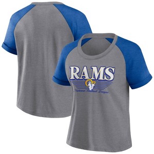 NFL Los Angeles Rams Women's Gray Raglan Scoop T-Shirt - 1 of 3