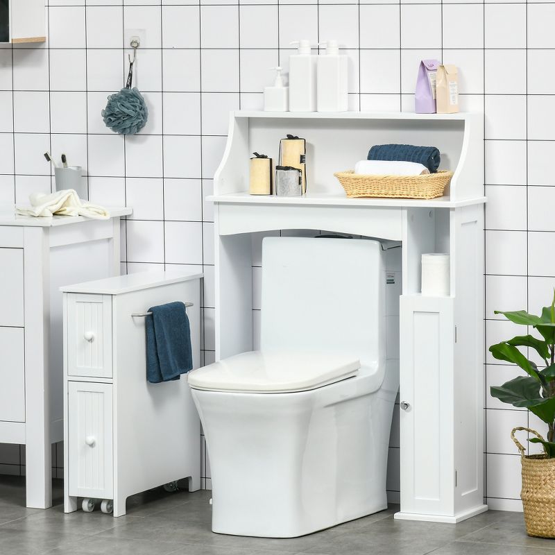 kleankin Over The Toilet Storage, Bathroom Organizer with Adjustable Inner Shelf, and Door Cabinet, White, 3 of 7