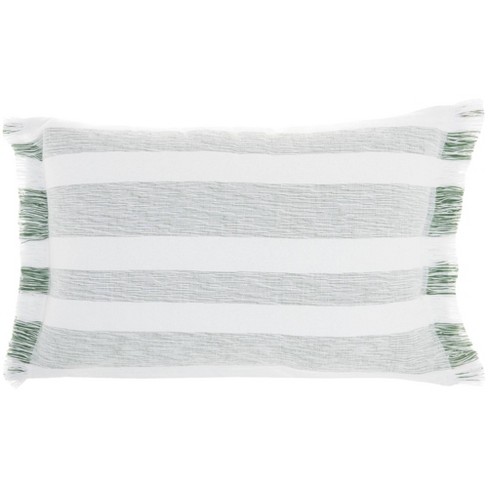 Green and hotsell white striped pillows