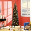 HOMCOM 7' Tall Pre-Lit Slim Noble Fir Artificial Christmas Tree with Realistic Branches, 250 Warm White LED Lights and 499 Tips, Black - 3 of 4
