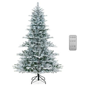 Resenkos 7-Ft Snow Flocked Artificial Christmas Tree with Cool White LEDs - Green/White - 1 of 4