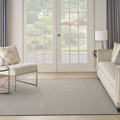 Ivory Charcoal Geometric Square Synthetic Area Rug 8'x8'