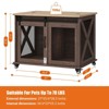 37 Inch Dog Crate Furniture, Farmhouse Flip Top Sliding Barn Door Dog Kennel with Wheels, Removable Divider, Wooden Table Crate for Small Medium Dogs - 2 of 4