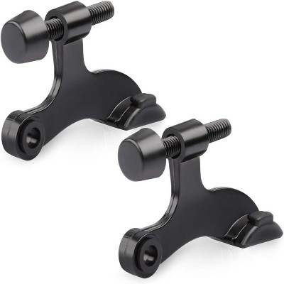 Attop 2-Pack Hinge Pin Door Stops - Adjustable Heavy Duty Black Door Stopper with Black Rubber Bumper, Wall Protection Solution
