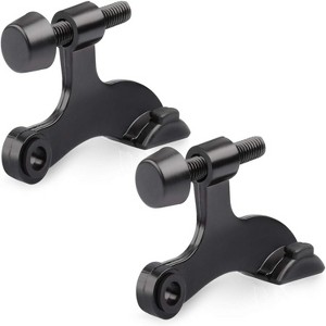 Attop 2-Pack Hinge Pin Door Stops - Adjustable Heavy Duty Black Door Stopper with Black Rubber Bumper, Wall Protection Solution - 1 of 4
