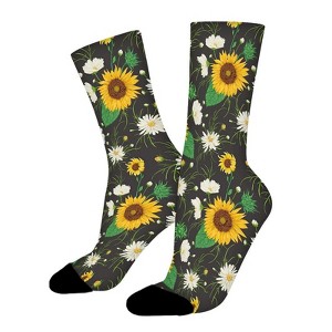 Sunflowers And White Chamomile Flower Women Printed Crew Socks Funny Funky Socks Soft Polyester Novelty Gifts for Artists Men - 1 of 1