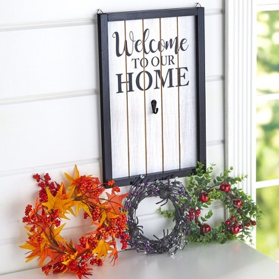 Lakeside Interchangeable Welcome Sign with Seasonal Wreaths