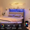 Karl Home Twin Full Queen King Size Headboard, Adjustable Upholstered Headboard with 3 Tier Shelves and Pegboard with Charging Stations and LED Lights - 3 of 4