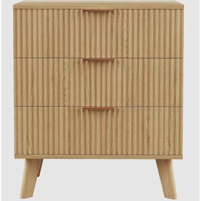 Fluted 3 Drawers Dresser, Wide Wood Chest of Drawers
