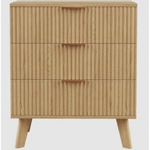 Fluted 3 Drawers Dresser, Wide Wood Chest of Drawers - 1 of 1