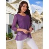 Seta T Women's V Neck 3/4 Sleeve Asymmetrical Hem Lightweight Casual Top - 2 of 4