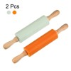 Unique Bargains Silicone Smooth Non-Stick Wooden Handle Kitchen Rolling Pin 2 Pcs - 3 of 4