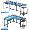 Nasitip 68" L-Shaped Gaming Desk with LED Lights, Monitor Stand, Power Outlets & File Drawer, Grey Oak Home Office Computer Desk - 2 of 4