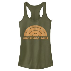 Juniors Womens Lost Gods Distressed Sunshine Soul Racerback Tank Top - 1 of 4