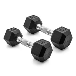 5lb 8lb 10lb 12lb 15lb Coated Rubber Hex Dumbbell, Pair of 2 - 1 of 4