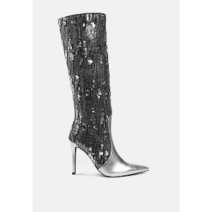 Sitarah Sequin Embellished Stiletto Long Boots Women - 1 of 4