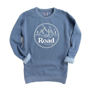 Simply Sage Market Women's  Garment Dyed Graphic Sweatshirt Raod Trippin' Circle Mountains - 1 of 2